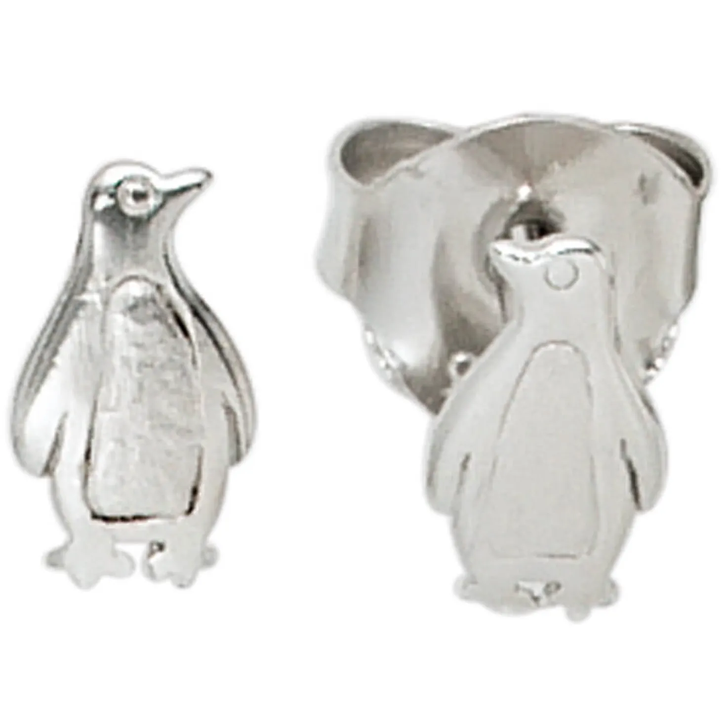 Ohrstecker Ohrringe Stecker Pinguin 925 Silber glänzend teilmatt Kinder