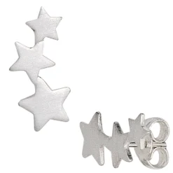 Ohrstecker Ohrringe 3 Sterne drei Sternchen 925 Silber matt Ohrschmuck