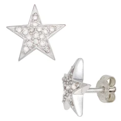 Ohrstecker Ohrringe Stern Sternchen 925 Silber viele weiße Zirkonia Damen
