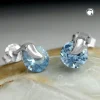 Ohrstecker Ohrschmuck, Aquamarin, Solitär, rund hellblau facettiert, 925 Silber