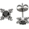 Ohrstecker Ohrschmuck aus Edelstahl 7,7mm mit Zirkonia schwarz Ohrringe Damen