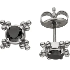 Ohrstecker Ohrschmuck aus Edelstahl 7,7mm mit Zirkonia schwarz Ohrringe Damen