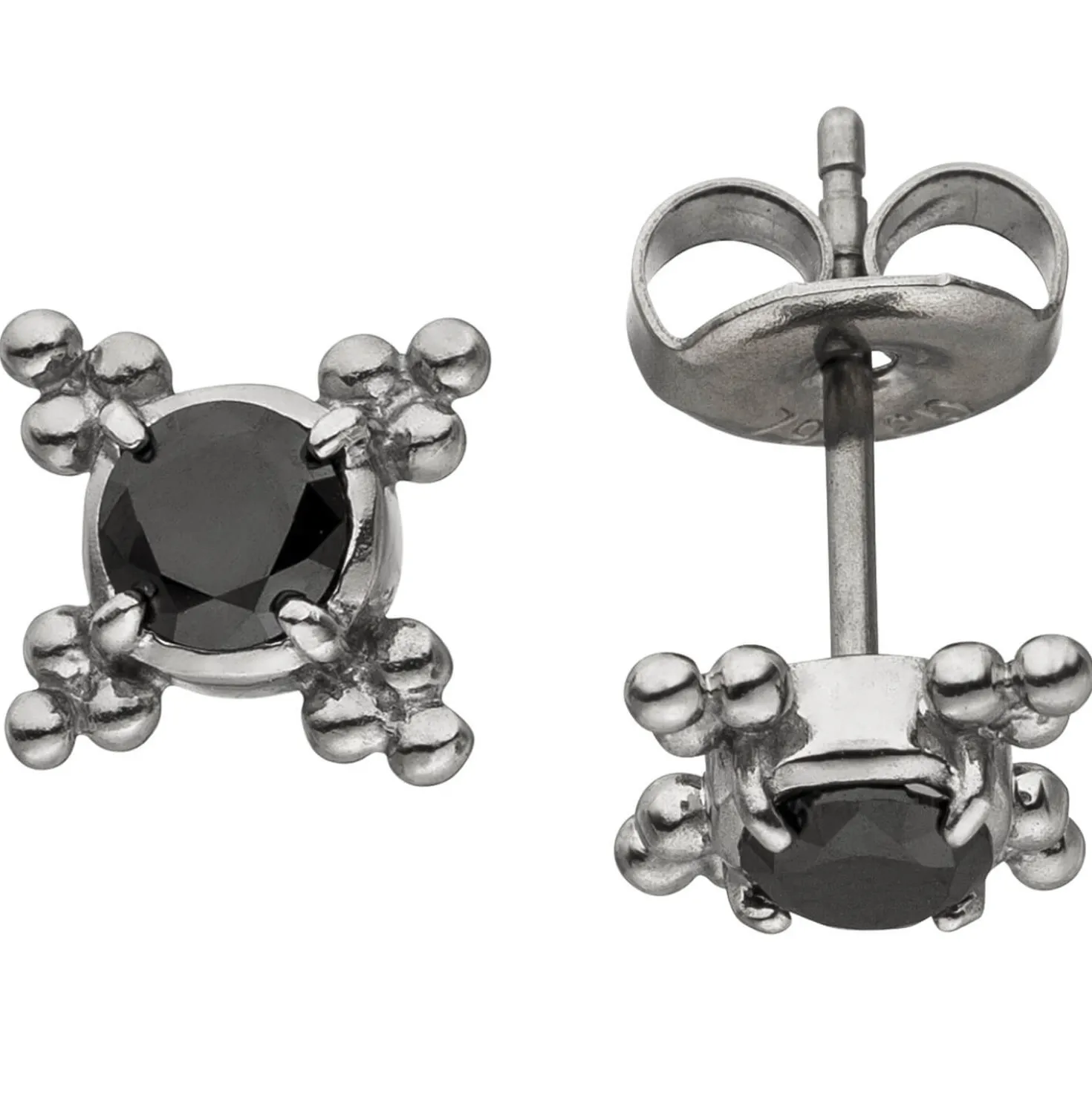 Ohrstecker Ohrschmuck aus Edelstahl 7,7mm mit Zirkonia schwarz Ohrringe Damen