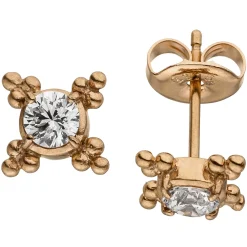 Ohrstecker Ohrschmuck aus Edelstahl rot-vergoldet 7,7mm Zirkonia weiß Ohrringe