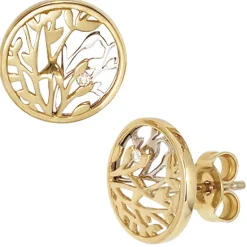 Ohrstecker Ohrschmuck Blumen Diamanten 0.02Ct W/SI Brillanten 585 Gold gelb/weiß