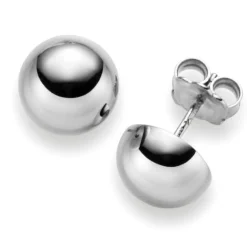 Ohrstecker Ohrschmuck Halbkugel 10mm 750 Gold Weißgold glatt glänzend