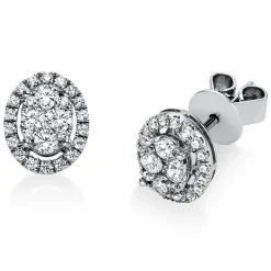 Ohrstecker Oval aus 950 Platin 8 Brillanten 0,3ct TW-SI 48 Brillanten 0,2ct TW-SI