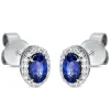 Ohrstecker Oval aus 750 Weißgold 2 Saphire 0,64ct blau 32 Brillanten 0,09ct TW-SI