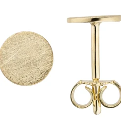 Ohrstecker Plättchen rund Ø5,9mm 333 Gold Gelbgold Ohrschmuck eismatt flach