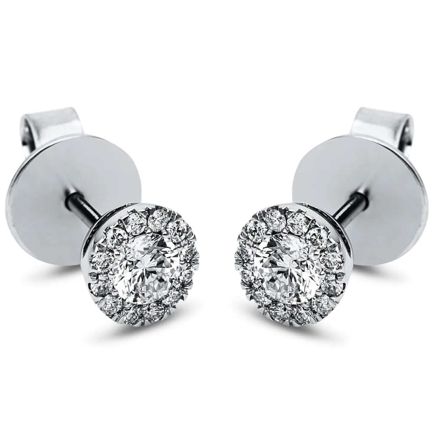 Ohrstecker rund aus 585 Gold Weißgold 26 Brillanten 0,5ct TW-SI Ø5,8mm