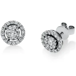 Ohrstecker rund aus 950 Platin 50 Diamanten 0,6ct TW-SI Ø8,3mm