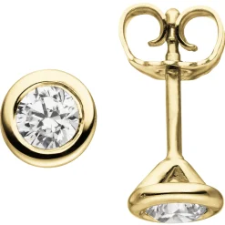 Ohrstecker rund 585 Gold Gelbgold mit Diamanten Brillanten 0,74 ct. W-SI