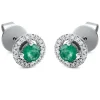 Ohrstecker rund 750 Weißgold 2 Smaragde 0,47ct grün 36 Brillanten 0,13ct TW-SI
