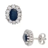 Ohrstecker Safir Saphir blau & Zirkonia rundum weiß 925 Silber oval