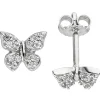 Ohrstecker Schmetterlinge mit weißen Zirkonia, 925 Silber Ohrringe Ohrschmuck