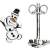 Ohrstecker Schneemann aus 925 Silber Lackeinlage schwarz weiß Ohrringe Kinder