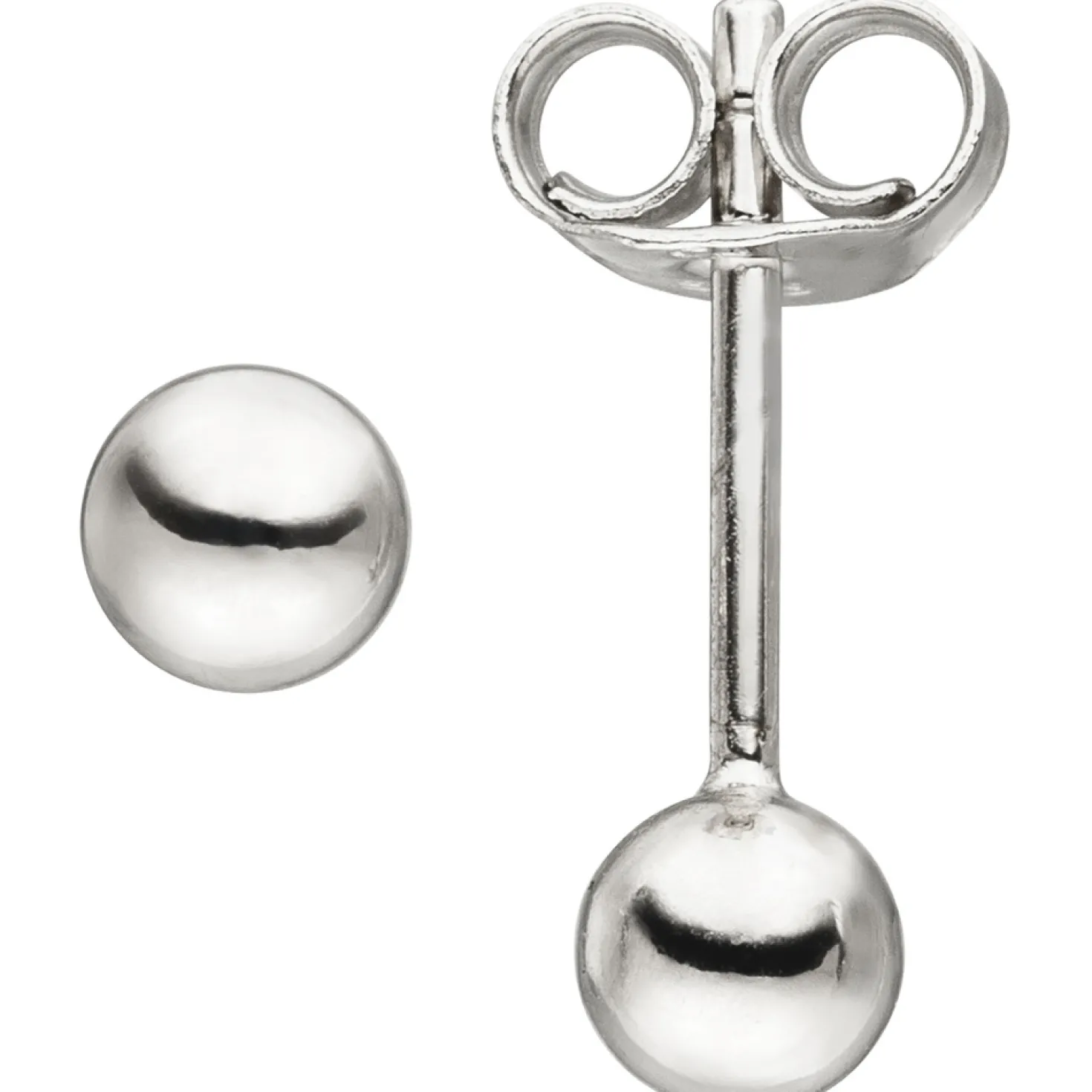 Ohrstecker Silberohrringe Kugelohrstecker Ohrschmuck Kugel 4mm, 925 Silber