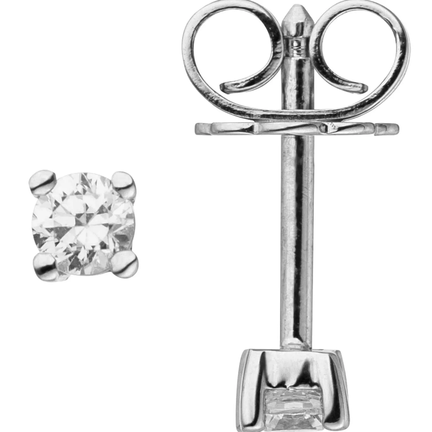 Ohrstecker Solitär Ohrringe mit 2 Diamanten 0.14Ct 585 Gold Weißgold