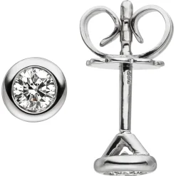 Ohrstecker Solitär Ohrringe mit 2 Diamanten 0.24Ct 585 Gold Weißgold