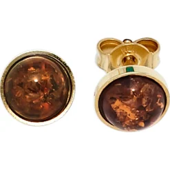 Ohrstecker Stecker Bernstein 6,8mm rund 333 Gold Gelbgold Ohrschmuck
