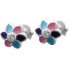 Ohrstecker Stecker Blume Blumen 925 Silber multicolor blau-lila-pink