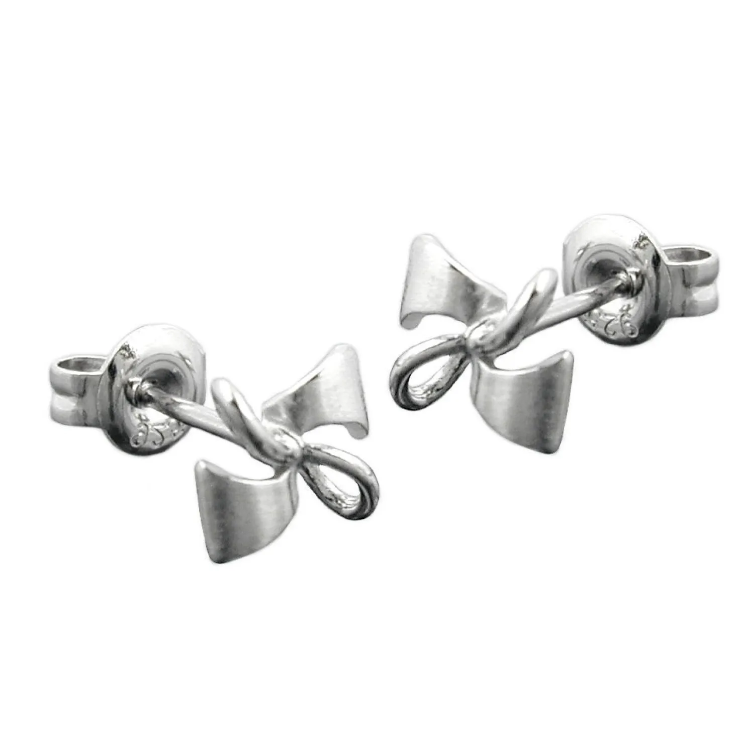 Ohrstecker Stecker kleine Schleife Schleifen, 925 Silber, teilmattiert