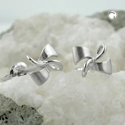 Ohrstecker Stecker kleine Schleife Schleifen, 925 Silber, teilmattiert