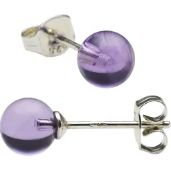 Ohrstecker Stecker mit Amethyst flieder 6mm 925 Silber rhodiniert Ohrschmuck Damen