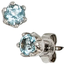 Ohrstecker Stecker mit Blautopas hellblau 925 Silber rhodiniert Damen