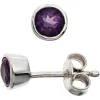 Ohrstecker Stecker mit echtem Amethyst lila violett 925 Silber rund