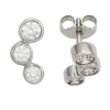 Ohrstecker Stecker mit jeweils 3 Zirkonia weiß 375 Gold Weißgold Damen