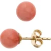 Ohrstecker Stecker mit Koralle 6,4mm Kugel orange 333 Gold Gelbgold
