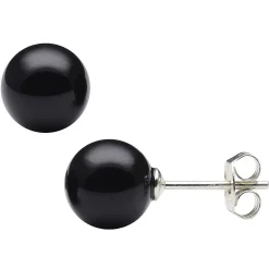 Ohrstecker Stecker mit Onyx schwarz 8mm 925 Silber rhodiniert Ohrschmuck Unisex