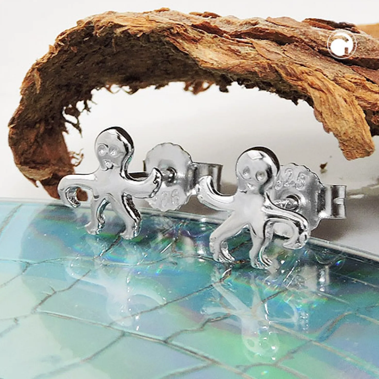 Ohrstecker Stecker Ohrringe Ohrschmuck, Krake Octopus, 925 Silber, Kinder