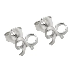 Ohrstecker Stecker Ohrringe Ohrschmuck, Schleife, 925 Silber mattiert, Kinder