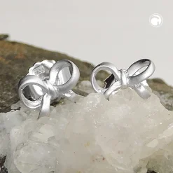 Ohrstecker Stecker Ohrringe Ohrschmuck, Schleife, 925 Silber mattiert, Kinder