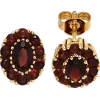 Ohrstecker Stecker Ohrschmuck Granat dunkelrot oval 375 Gold Gelbgold