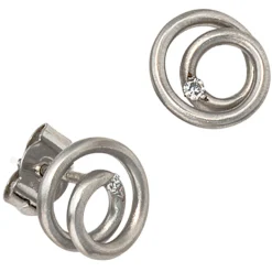 Ohrstecker Stecker Spirale rund Diamant 0.03Ct W/SI Brillant 950 Platin Damen