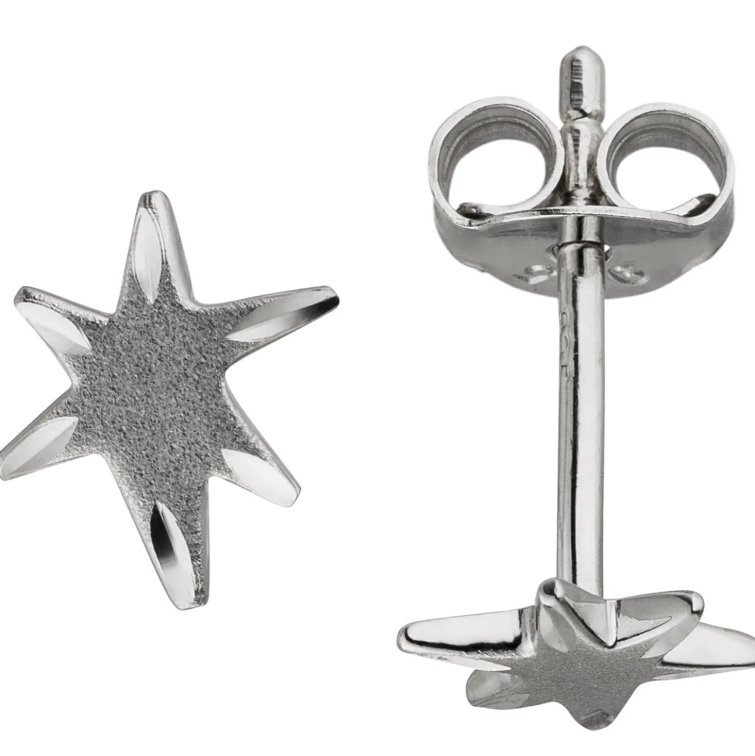 Ohrstecker Stern Sterne aus 925 Silber mattiert 7,9x5,7mm Ohrschmuck Ohrringe