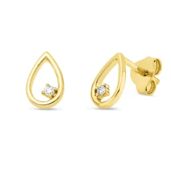 Ohrstecker Tropfen aus 750 Gelbgold 2 Brillanten 0,03ct TW-SI 8,4x5,3mm 4er-Krappe