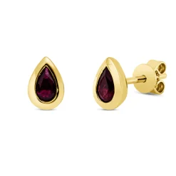 Ohrstecker Tropfen aus 750 Gold Gelbgold 2 Rubine 0,47ct rot 6,5x2,4mm Zarge