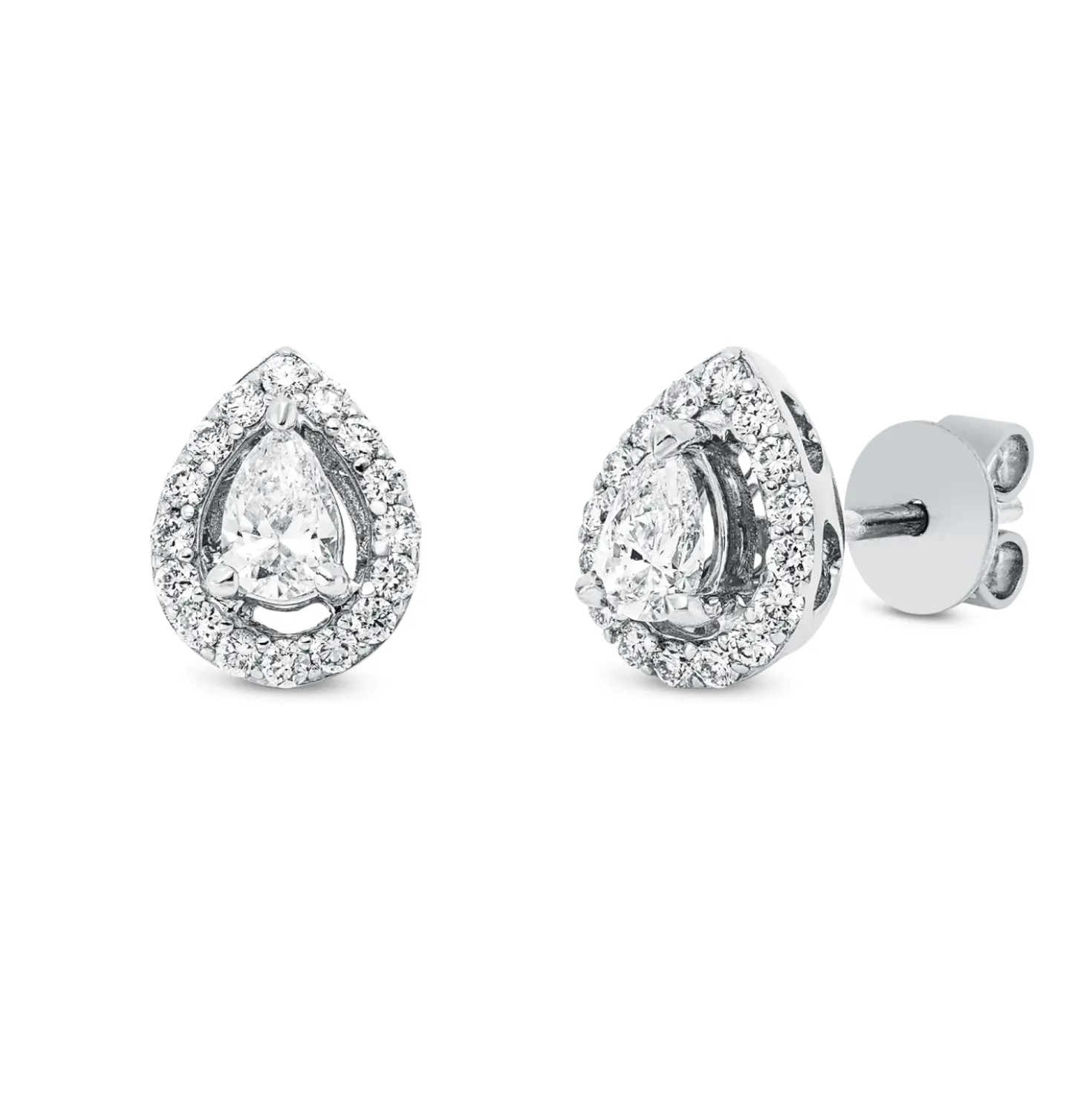 Ohrstecker Tropfen aus 750 Weißgold 34 Diamanten 0,66ct TW-SI 9,2x7,3mm 3er-Krappe