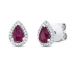Ohrstecker Tropfen aus 750 Weißgold 2 Rubine 1,06ct rot 42 Brillanten 0,15ct TW-SI