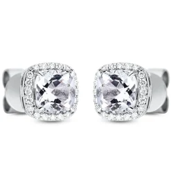 Ohrstecker 750 Weißgold 2 Amethyste 1,16ct grün 40 Brillanten 0,1ct TW-SI 7x7mm