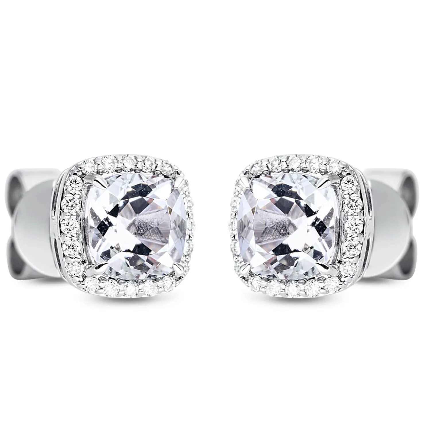 Ohrstecker 750 Weißgold 2 Amethyste 1,16ct grün 40 Brillanten 0,1ct TW-SI 7x7mm