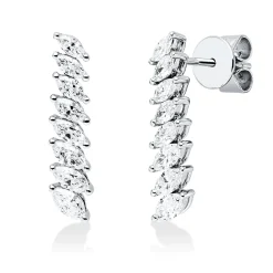 Ohrstecker 750 Weißgold 16 Diamanten Navette-Schliff 0,96ct TW-VSI/SI 18,4x4,3mm
