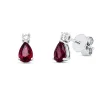 Ohrstecker 750 Weißgold 2 Rubine 1,19ct rot 2 Brillanten 0,11ct TW-SI 8,7x4,3mm