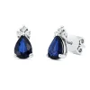 Ohrstecker 750 Weißgold 2 Saphire 2,19ct blau 6 Brillanten 0,16ct F-SI 11x6,3mm