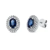 Ohrstecker 750 Weißgold 2 Saphire 1,4ct blau 84 Brillanten 0,24ct F-SI 10,4x8,4mm