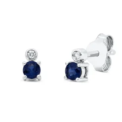 Ohrstecker 750 Weißgold 2 Saphire 0,22ct blau 2 Brillanten 0,02ct TW-SI 5x2,8mm